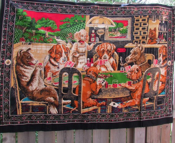 Dogs playing poker tapestry sale