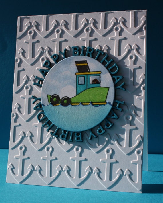 Nautical Birthday Card Tugboat Birthday Card Kids Birthday