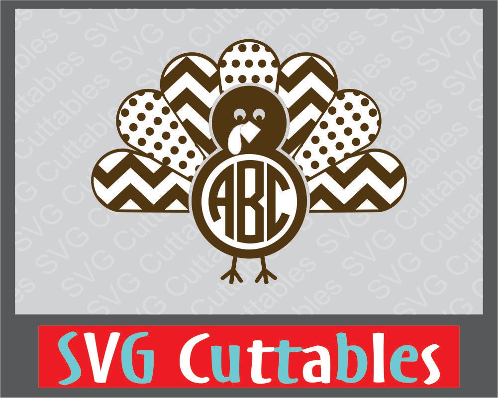 Download Thanksgiving Turkey Monogram Frame by SVGCUTTABLES on Etsy