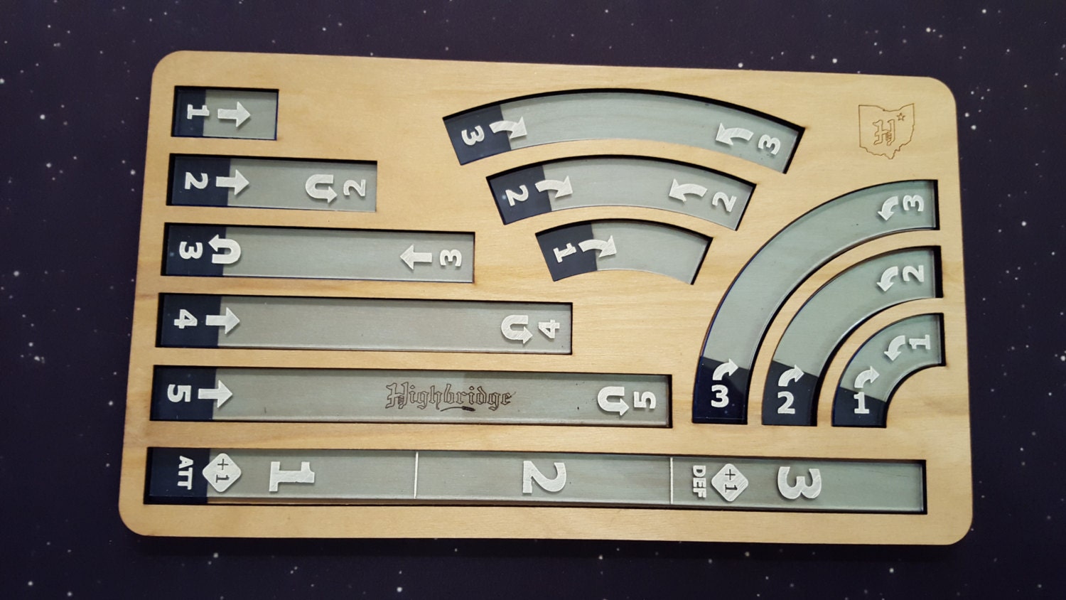 XWing Miniatures Maneuver Template set with wooden tray
