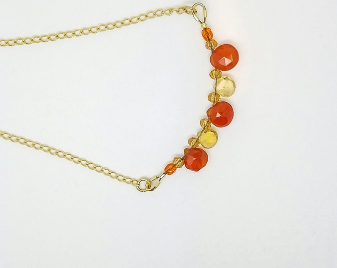 Carnelian citrine necklace//orange necklace gold//bohochic necklace//citrine necklace//citrine necklace//Yellow Citrin Quartz necklace