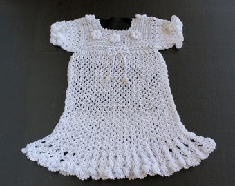 Christening Dress, Long Baptism Dress, Baby Baptism Dress, Crochet Baby Dress, Baby Christening Dress, Crochet Baby Dress, White baby Dress