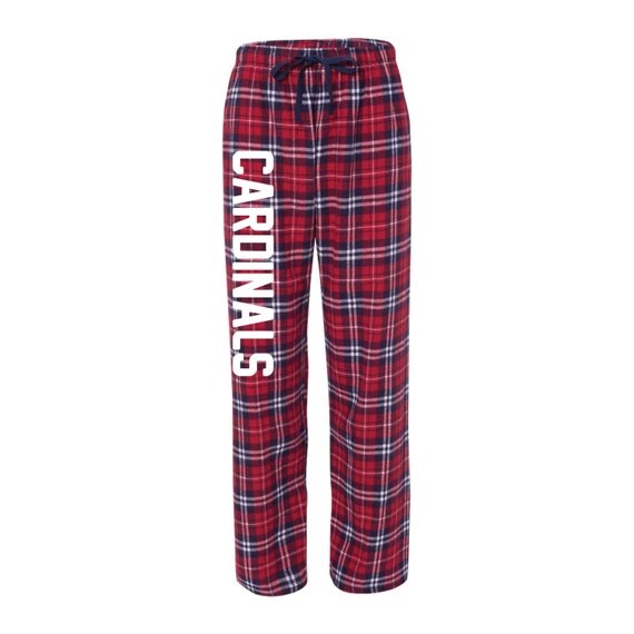 Cardinals Red Plaid Flannel Pajama Pants with pockets Redbirds