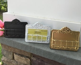 Business Card Holder, Shabby Chic Card Holder, Gold Business Card Holder, Home and Garden Decor