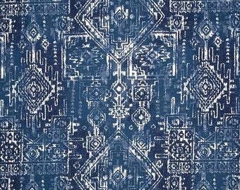 Ikat Dots Navy Blue Designer Home Decor Fabric by the Yard  Aztec Indigo Navy Blue Cotton Fabric by the Yard Designer Southwest Drapery  Fabric Upholstery Fabric Navy Blue Home Decor Fabric G397