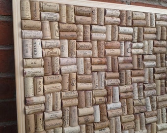Cork Notice / Pin Board hand-crafted from re-cycled Wine Corks in Basketweave layout- large size 24" x 18" (60 x 45cm )