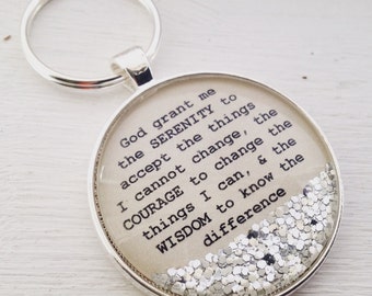Serenity prayer keychain, personalized keychain, serenity prayer gift, recovery gift, recovery birthday gift, serenity courage wisdom