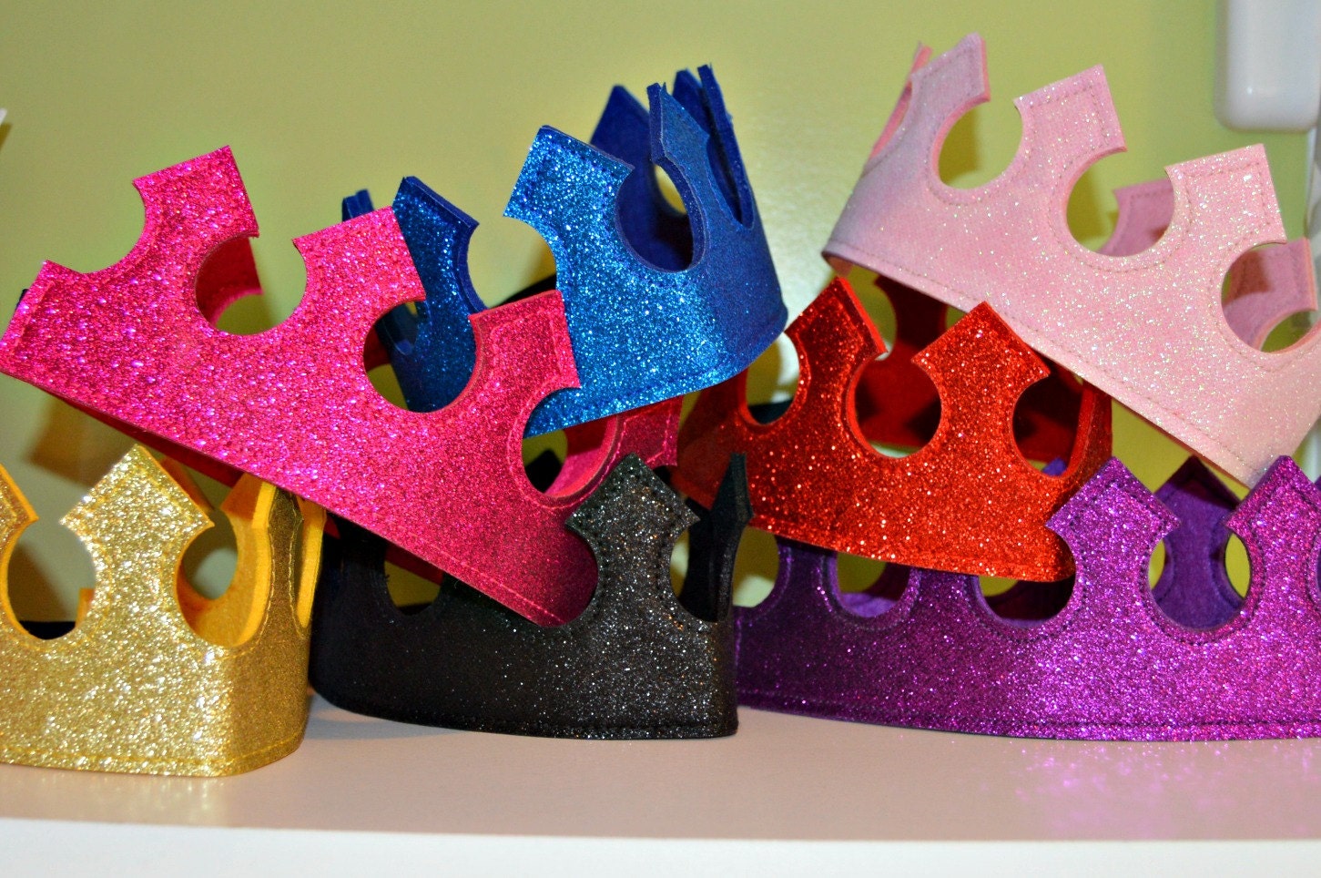 Glitter Felt CROWN. Birthday crown. Princess Party Favor.
