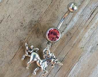 Unicorn Belly Button Ring, Body Jewelry, Belly Button Jewelry, Unicorn Navel Rings, Charm Belly Ring.