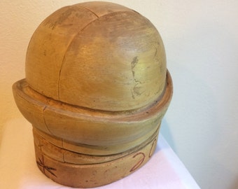 Vintage Derby Millinery Hat Form Solid Wood Hat Block Form Mold