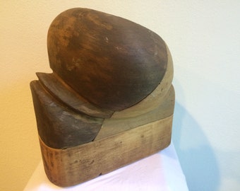Vintage Millinery Hat Form 1930's Vintage Solid Wood Hat Block Form Mold