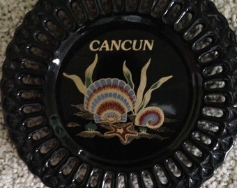 Cancun Mexico Souvenir Glass Dish