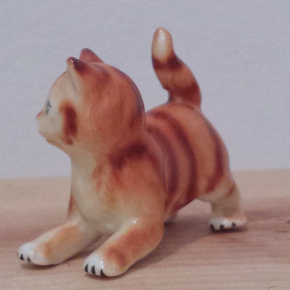 Orange Tabby Cat Figurine bone china vintage collectible