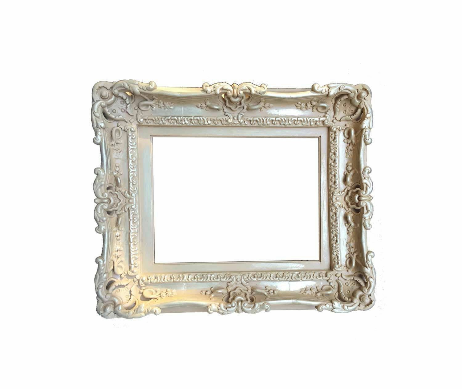 12x16 Shabby Chic White Frame / Decorative Baroque Frame