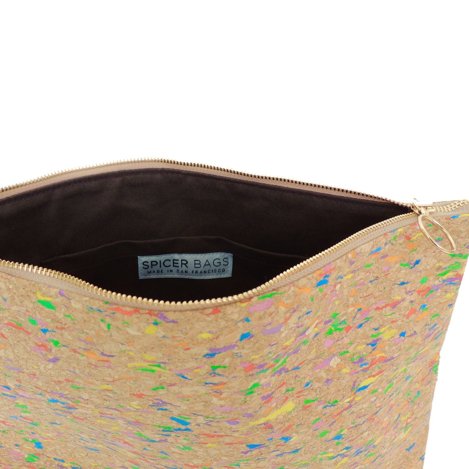 Multicolored Cork Clutch Bag Oversize Wristlet Eco by SpicerBags