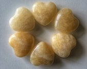 Yellow Jade Gemstone Hearts/ hand carved gemstone hearts/ puffy hearts/ meditation tool/ crystal hearts/ reiki healing/ palm stone