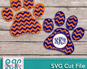 Chevron Paw Print SVG JPG PNG {Scrapbook Die Cut Heat Transfer Vinyl Cut} Cricut svg Silhouette svg Instant Download Panther Paw Mascot svg