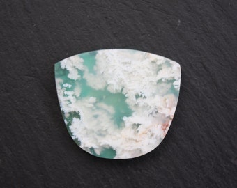 Stinking Water, Plume Agate, over, Chrysocolla, Doublet, Cabochon