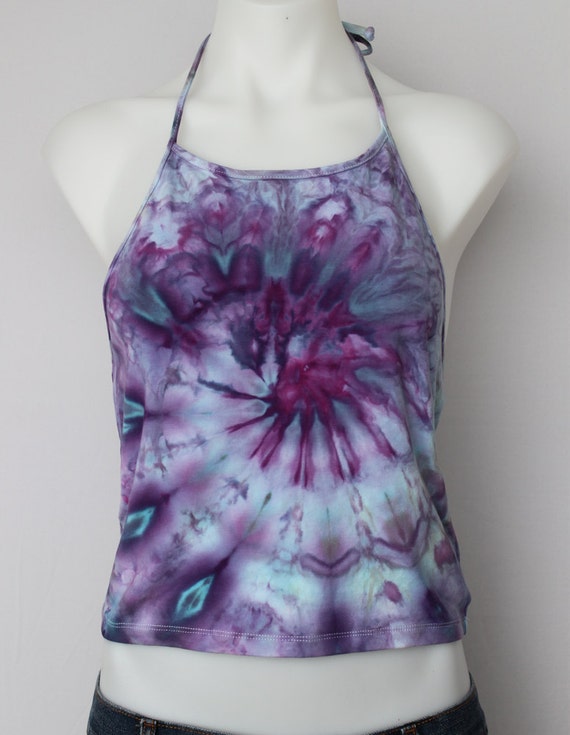 Tie Dye crop halter ice dye String tie top by ASPOONFULOFCOLORS