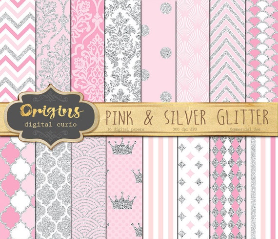 Download Pink and Silver Glitter Digital Paper Premium Digital