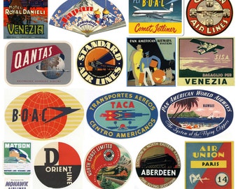 Vintage Hotel Luggage Label Stickers - Pack of 25 Suitcase Travel Stickers