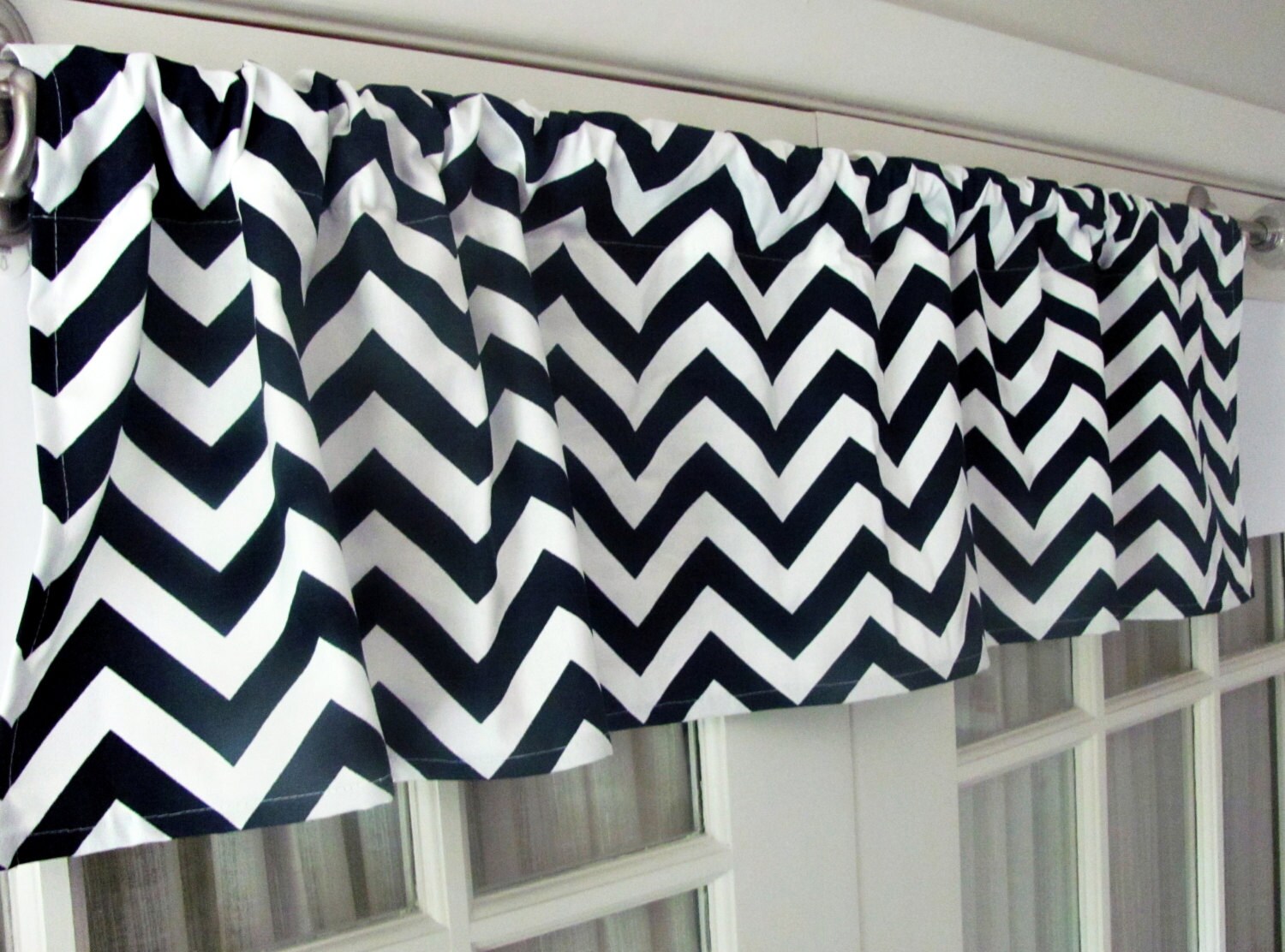 Blue Valance. Navy Blue valence. Navy chevron Valance