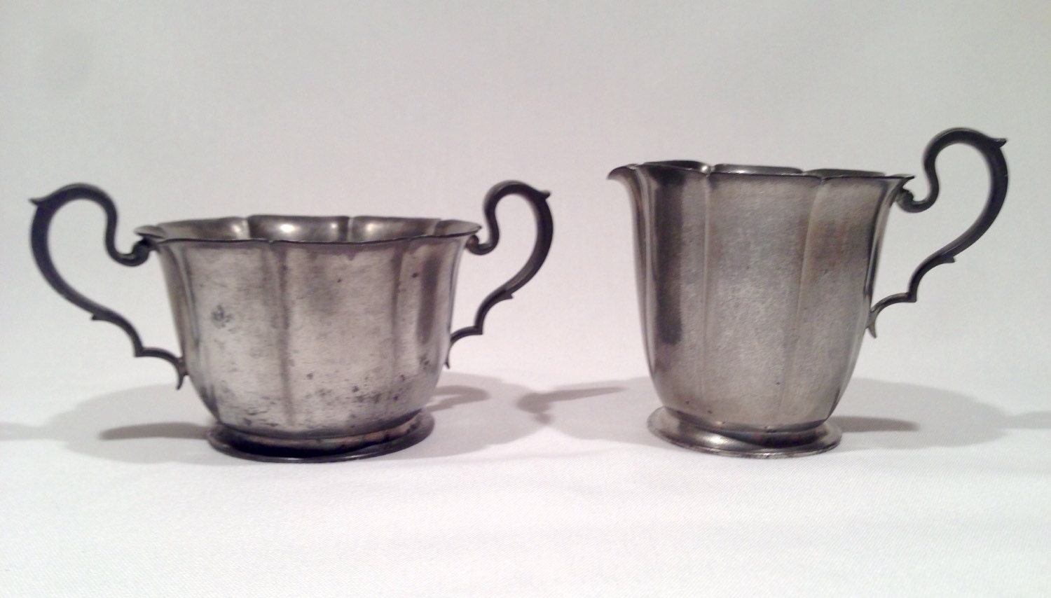 Pewter Sugar and Creamer Set Knickerbocker Co NY Marked KS P78