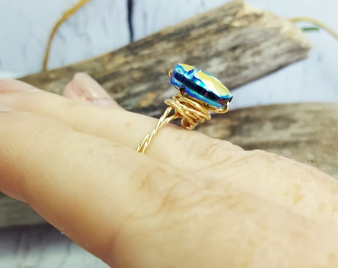 Egyptian Scarab Ring ~ Knuckle Ring, Midi Ring ~ Egyptian Jewelry For Women ~ Gold Stacking Ring, 14K Gold Wire Wrap Ring ~ 15th Anniversary