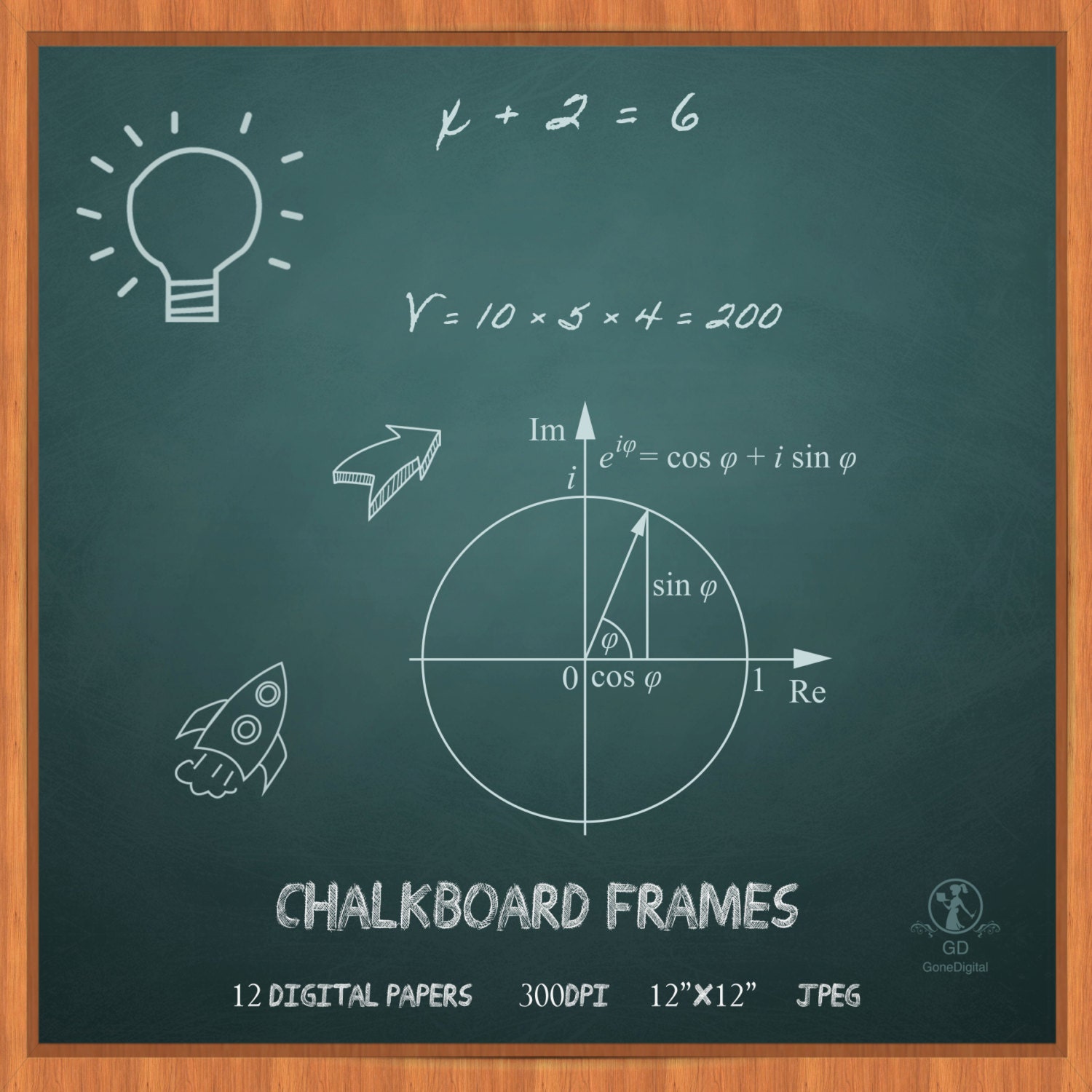 Chalkboard Digital Paper Pack Chalkboard Frames Chalkboard