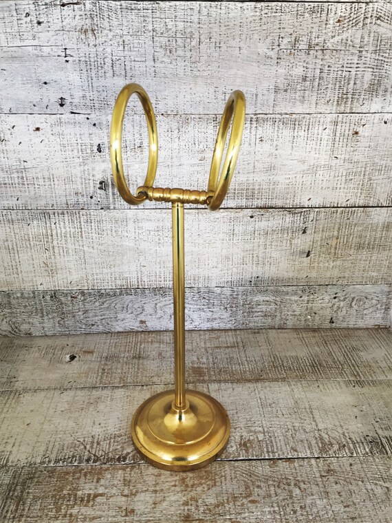 RESERVED Towel Holder Brass Towel Stand Hollywood Regency Hand
