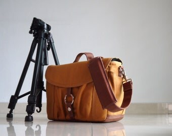 Sale SALE SALE - Koi-S, Almond Brown, Canvas Camera Bag/ Dslr Bag/ Camera Bag/ Camera Messenger Bag / dslr camera bag/ Women Camera Bag