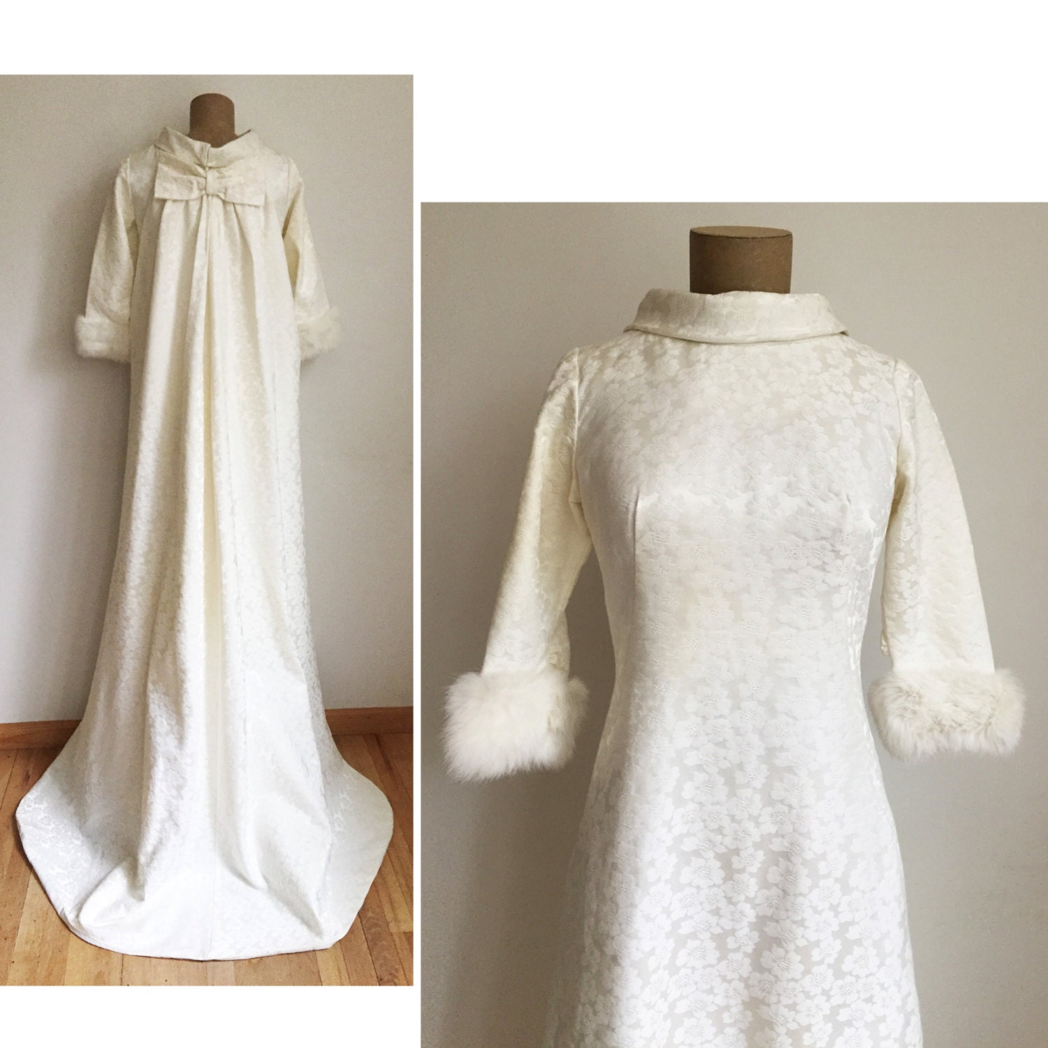 gown with fur trim