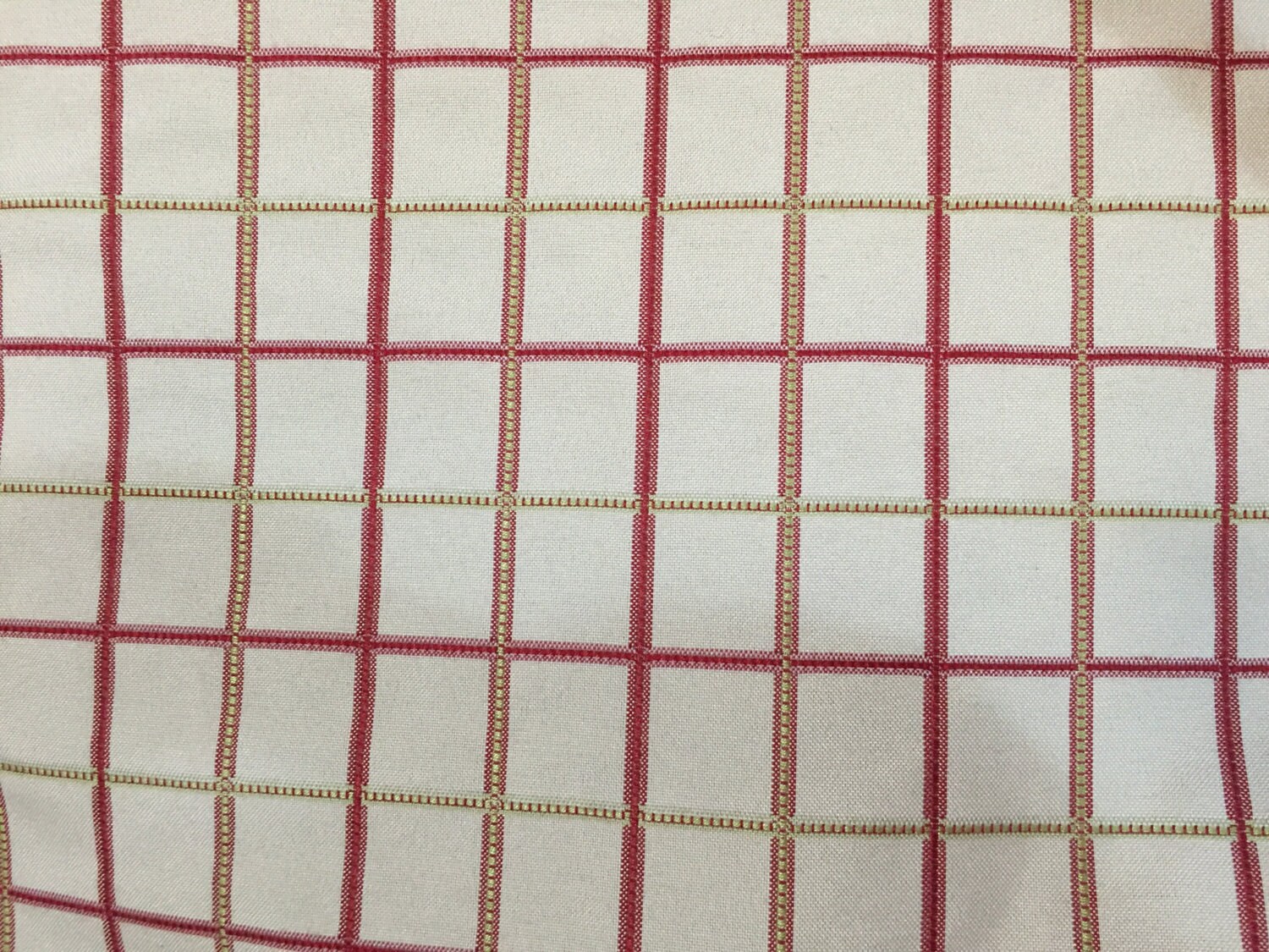 Window Pane Check Pink and Green Upholstery Fabric by the