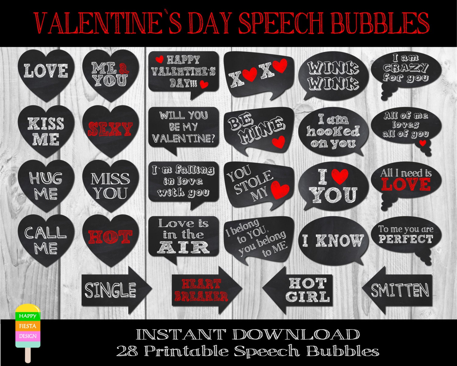 PRINTABLE Valentine's Day Photo Booth Props-Valentine