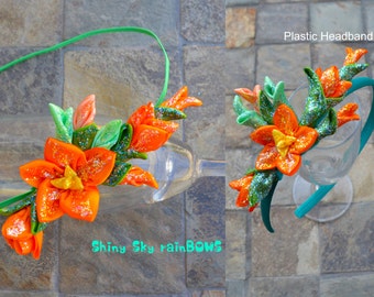 1 Elena of Avalor Inspired flowers, Elena Orange Flowers, Elena Birthday, Princess Elena, Elena Flower Crown, Elena Headband, Elena Hair Bow