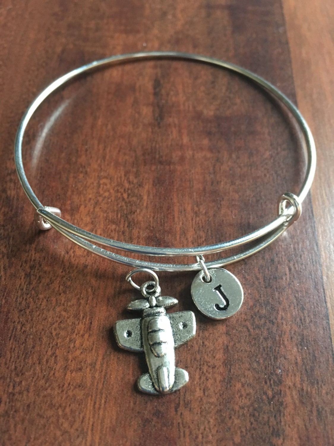 Airplane initial bracelet airplane jewelry aviation