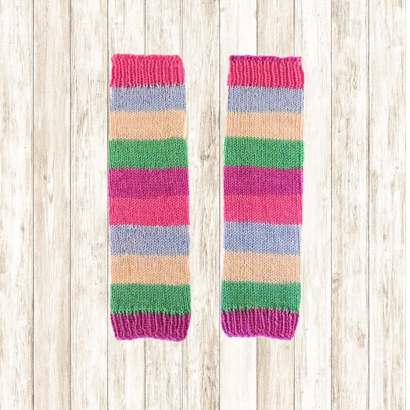 Baby Leg Warmers 312 Months // Striped // Pink Green Yellow
