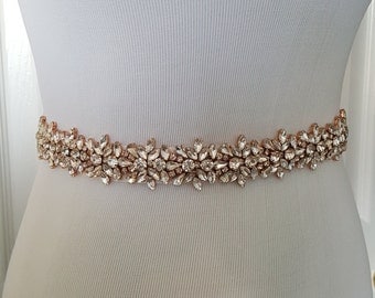 Rose Gold Wedding Belt, Rose Gold Bridal Belt, Gold Bridal Belt, Gold Bridal Sash Belt - Style 278
