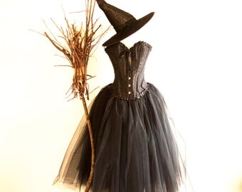 Halloween Adult Evil Witch Costume, includes Hat Various Sizes