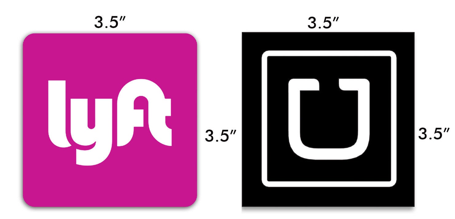LYFT and UBER Two Car Stickers 3.5 square