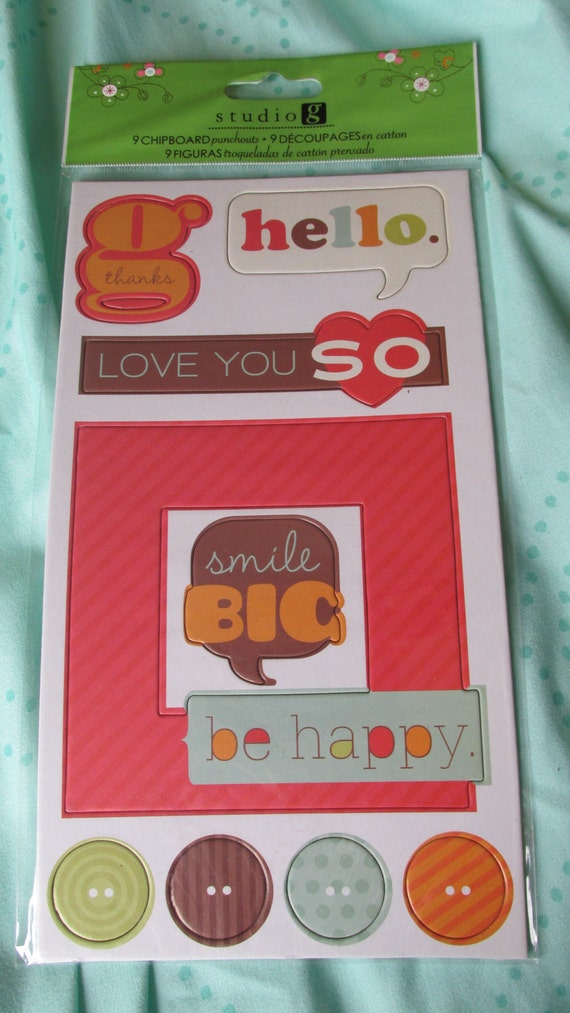 Items similar to 9 Chip board punch outs, scrap booking, card stock on Etsy