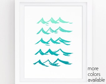 Wave painting, Water prints, Wall art ocean, Nautical painting, Turquoise wall decor, Teal home decor, Digital print, 5x7, 8x10, 11x14 224e