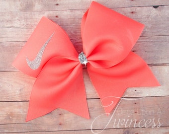 Cheer Bow Coral - gifts for cheerleaders - cheer team - cheerleading - volleyball bow - cheer bows- gifts under 10 - easter basket