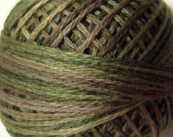 VALDANI Size 12 - P2 Olive Green | Pearl Cotton | Variegated Color | Hand Dyed Thread | 109 Yard Cotton Ball