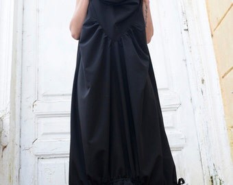 Black Maxi Tunic Dress / Black Kaftan / Black Maxi by Metamorphoza