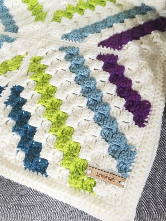 Geometrische decke decke häkeln werfen decke von harvesoncrafts