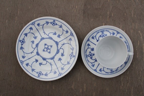 Service à Café Vintage JÄGER EISENBERG Strohblume - Porcelaine Bleue D'ex-RDA, Pièces Au Choix