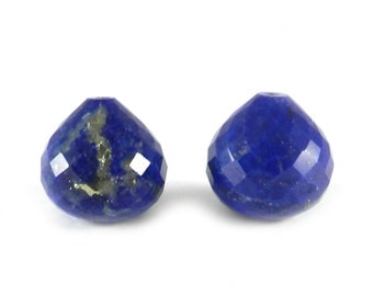 On sale - 2 pcs - Lapis lazuli - Onion shape - drop facet - 14mm - with 1mm top drill hole - For jewelry making - gemstone - SHST0405