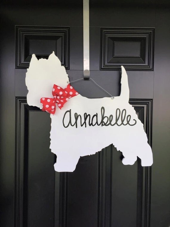 Dog Westie Wooden Decor // Door Hanger // Dog Wreath // Dog