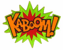 KABOOM Embroidered Patch - Iron On / Sew On - Batman X Men Comic Word - Used